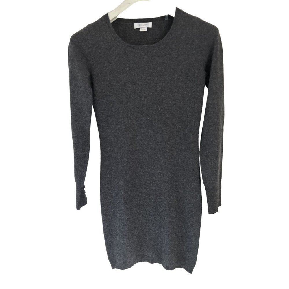 Christopher Fisher 100% Cashmere Dress Crewneck Gray Fitted Long Sleeve Size XS